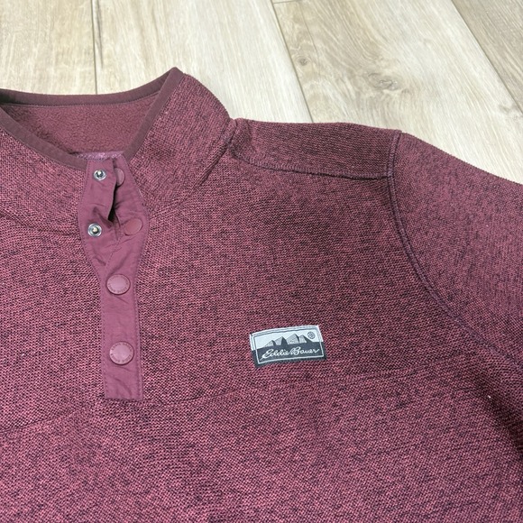 Eddie Bauer Men's Burgundy Pullover Fleece Sweater Small Fall Layering - Picture 3 of 7